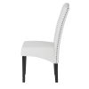 Button Tufted Dining Chair, PU Leather, White