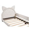 Upholstered Daybed, Cat Ears Headboard, Twin Size, White
