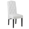 Button Tufted Dining Chair, PU Leather, White