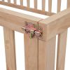 Wood Floor Bed Play Area with Fence, Full Size, Natural