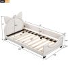 Upholstered Daybed, Cat Ears Headboard, Twin Size, White