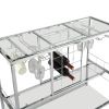 Contemporary Chrome and Glass Wine Rack, 38.98" x 15.35" x 32.87", Silver