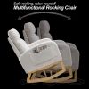High Backrest Arm Rocking Chair, 27.6" W, Teddy Fleece, Ivory