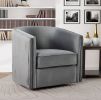 Swivel Barrel Accent Chair, Gray Velvet