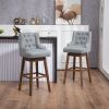Counter Height Swivel Bar Stools with Footrest, Set of 2, Gray
