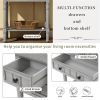 Narrow Console Table with 3 Drawers and Bottom Shelf, Gray