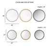 Beaded Round Wall Mirror, 36" Diameter, Silver