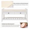 Cushioned Seat Shoe Rack with Drawers, Entryway Storage Bench, White/Beige
