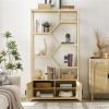 7-Tier Storage Bookcase, Natural, 39.4'' x 13.8'' x 75.6'', Rattan, Natural
