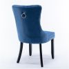 Tufted Upholstered Dining Chair, Wood Legs, 2 Piece Set, Blue Velvet