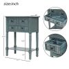 Narrow Console Table with 3 Drawers and Bottom Shelf, Navy