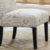 English Letter Print Fabric Armless Contemporary Accent Chair, Taupe and Cream
