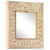 Hand-Carved Mirror, 19.7" x 19.7"x1", Solid Mango Wood