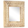 Hand-Carved Mirror, 19.7" x 19.7"x1", Solid Mango Wood