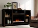 Electric Fireplace TV Console, 62", Mocha Finish