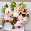 Elegant Silk Peony Flowers,1 Sprig, Soft Pink/White