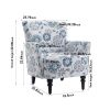 Modern Accent Armchair, White, Blue, Gray Floral Print Linen