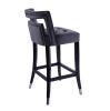 Barstool Dining Chair, 30" Seat height, Set of 2, Gray Suede velvet