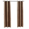 Blackout Curtains with Rings, 2 Panels,  37" x 63", Beige Velvet