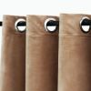 Blackout Curtains with Rings, 2 Panels,  37" x 63", Beige Velvet
