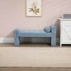 Modern Mid-Century Upholstered Ottoman Bench, 49" x 16" x 23.5", Blue Boucle