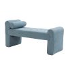 Modern Mid-Century Upholstered Ottoman Bench, 49" x 16" x 23.5", Blue Boucle