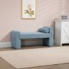 Modern Mid-Century Upholstered Ottoman Bench, 49" x 16" x 23.5", Blue Boucle