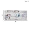 Hand Painted Perched Bird Wood Plank Panel Wall Decor, 30" x 12"