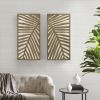 Birch Palm Panel Wall Decor, 32" x 16", 2 Piece Set, Two-Tone Wood