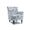 Modern Accent Armchair, White, Blue, Gray Floral Print Linen