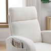 High Backrest Arm Rocking Chair, 27.6" W, Teddy Fleece, Ivory