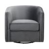 Swivel Barrel Accent Chair, Gray Velvet