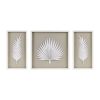 Rice Paper Palm Leaves in Shadowbox, 3-pieces, White Frame