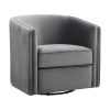 Swivel Barrel Accent Chair, Gray Velvet