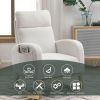 High Backrest Arm Rocking Chair, 27.6" W, Teddy Fleece, Ivory
