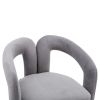 Contemporary Upholstered Barrel Side/Dining Chair, Set of 2, Gray Velvet