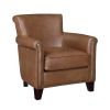 Traditional Leather Accent Chair, Nail head Trim, Brown