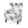 Modern Accent Armchair, 30.25" Long x 30" Wide x 36.25" High, Blue & Gray Floral