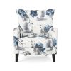 Modern Accent Armchair, 30.25" Long x 30" Wide x 36.25" High, Blue & Gray Floral