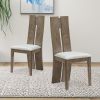 High Back Wood and PU Leather Dining Chairs, Set of 2
