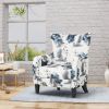 Modern Accent Armchair, 30.25" Long x 30" Wide x 36.25" High, Blue & Gray Floral