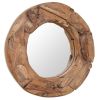 Round Decorative Mirror, 23.6", Natural Teak