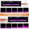 Ultra-Thin Electric Wall Fireplace with Crystal Log Decoration, 68"