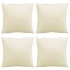 Fabric Throw Pillows, 19.7" x 19.7", Set of 4, Cream