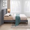 Button Tufted Upholstered Platform Bed, Queen, Gray Velvet