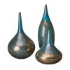 Decorative Glass Vases, 3-Piece Set, Blue/Bronze
