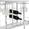 Contemporary Chrome and Glass Wine Rack, 38.98" x 15.35" x 32.87", Silver
