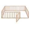 Wood Floor Bed Play Area with Fence, Full Size, Natural
