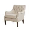 Button Tufted Accent Chair, Cream Linen