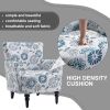Modern Accent Armchair, White, Blue, Gray Floral Print Linen